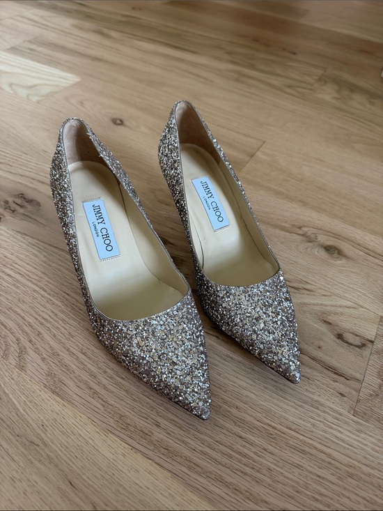 Jimmy Choo Shoes - Jimmy Choo- Aza Glittery Leather Pump